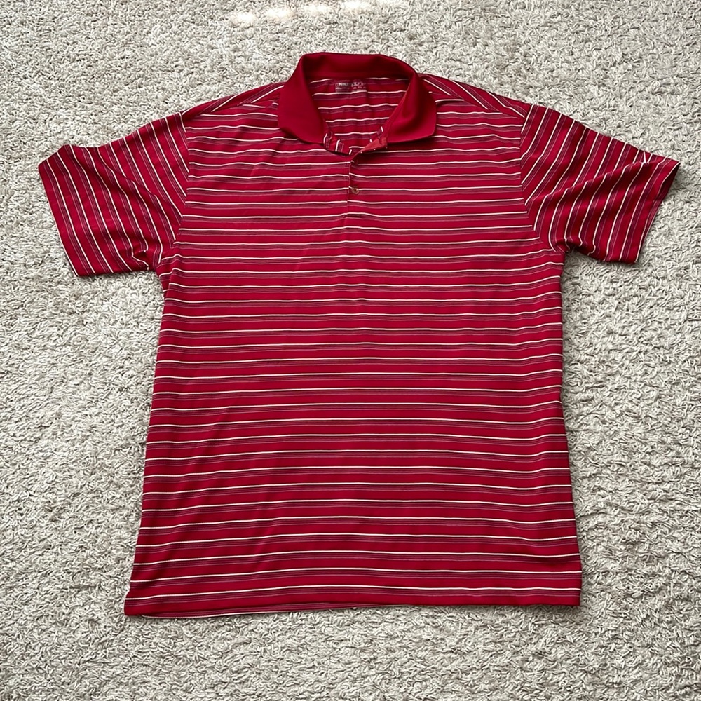 EUC Men’s Nike Fit-Dry Red/White and Blue Stripes SS Nike Golf Polo Size XXL
